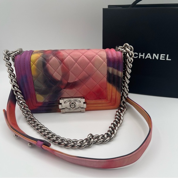 Authentic Chanel Multicolor Quilted Leather Small Flower Power Boy Bag😍❤️ - Picture 11 of 12